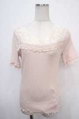 axes femme / 透けレースVネックインナー  アワピンク Y-25-04-30-082-AX-TO-SZ-ZY