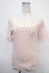 axes femme / 透けレースVネックインナー  アワピンク Y-25-04-30-082-AX-TO-SZ-ZY
