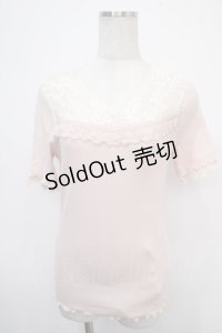 axes femme / 透けレースVネックインナー  アワピンク Y-25-04-30-082-AX-TO-SZ-ZY