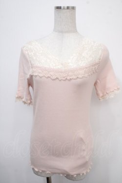 画像1: axes femme / 透けレースVネックインナー  アワピンク Y-25-04-30-082-AX-TO-SZ-ZY