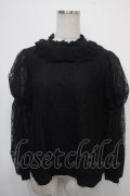axes femme kawaii / レーシー2段パフ袖ブラウス M 黒 Y-25-04-30-083-AX-BL-SZ-ZY