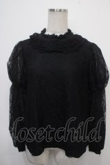 axes femme kawaii / レーシー2段パフ袖ブラウス M 黒 Y-25-04-30-083-AX-BL-SZ-ZY