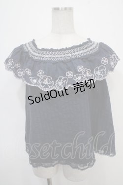 画像1: axes femme POETIQUE / 花刺繍オフショルトップス M 紺 Y-25-04-30-084-AX-TO-SZ-ZI