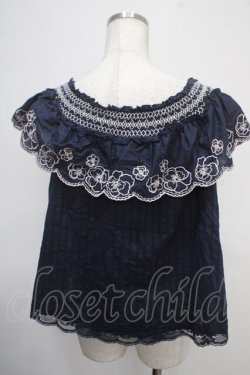 画像2: axes femme POETIQUE / 花刺繍オフショルトップス M 紺 Y-25-04-30-084-AX-TO-SZ-ZY