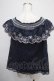 画像2: axes femme POETIQUE / 花刺繍オフショルトップス M 紺 Y-25-04-30-084-AX-TO-SZ-ZY (2)