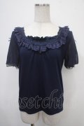 axes femme / 袖リボンプルオーバー M 紺 Y-25-04-30-087-AX-TO-SZ-ZY
