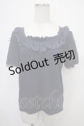 axes femme / 袖リボンプルオーバー M 紺 Y-25-04-30-087-AX-TO-SZ-ZY