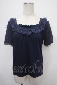 axes femme / 袖リボンプルオーバー M 紺 Y-25-04-30-087-AX-TO-SZ-ZY