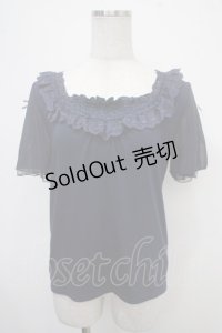axes femme / 袖リボンプルオーバー M 紺 Y-25-04-30-087-AX-TO-SZ-ZY