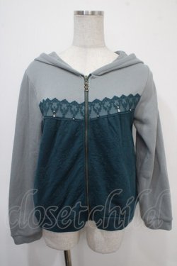 画像1: axes femme / 裏起毛レースパーカー M グリーン Y-25-04-30-091-AX-TO-SZ-ZY
