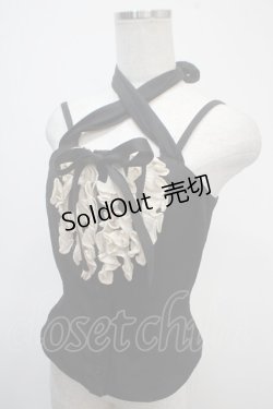 画像3: Na+H / 楊柳ガーゼホルターフリルキャミソール  黒 Y-25-04-30-101-PU-TO-SZ-ZY
