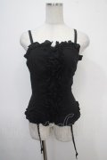 Na+H / ガーター付きフリルビスチェ  黒 Y-25-04-30-102-PU-TO-SZ-ZY