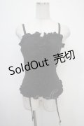 Na+H / ガーター付きフリルビスチェ  黒 Y-25-04-30-102-PU-TO-SZ-ZY