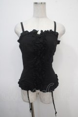 Na+H / ガーター付きフリルビスチェ  黒 Y-25-04-30-102-PU-TO-SZ-ZY