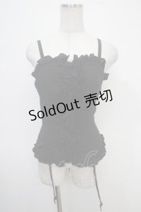Na+H / ガーター付きフリルビスチェ  黒 Y-25-04-30-102-PU-TO-SZ-ZY