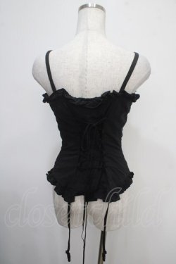 画像2: Na+H / ガーター付きフリルビスチェ  黒 Y-25-04-30-102-PU-TO-SZ-ZY