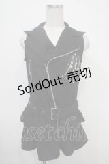 ACDC RAG / ノースリーブライダース風ワンピース  黒 Y-25-04-30-103-PU-OP-SZ-ZY