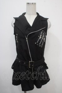ACDC RAG / ノースリーブライダース風ワンピース  黒 Y-25-04-30-103-PU-OP-SZ-ZY