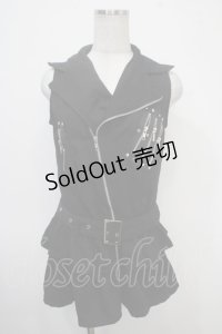 ACDC RAG / ノースリーブライダース風ワンピース  黒 Y-25-04-30-103-PU-OP-SZ-ZY