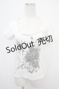 BPN / 薔薇＆蝶ptカットソー M 白 Y-25-04-30-108-GO-TO-SZ-ZY