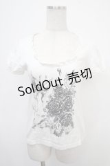 BPN / 薔薇＆蝶ptカットソー M 白 Y-25-04-30-108-GO-TO-SZ-ZY