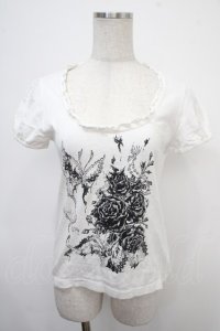 BPN / 薔薇＆蝶ptカットソー M 白 Y-25-04-30-108-GO-TO-SZ-ZY