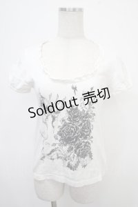BPN / 薔薇＆蝶ptカットソー M 白 Y-25-04-30-108-GO-TO-SZ-ZY