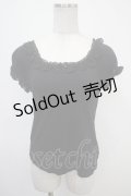 Emily Temple cute / スカラップ刺繍パフカットソー  黒 Y-25-04-30-110-ET-TO-SZ-ZY