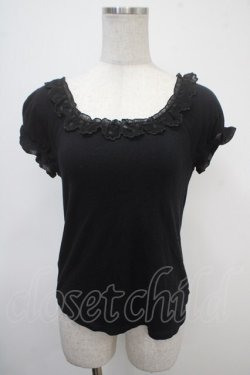 画像1: Emily Temple cute / スカラップ刺繍パフカットソー  黒 Y-25-04-30-110-ET-TO-SZ-ZY