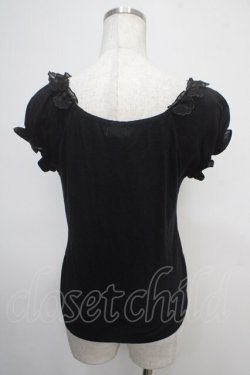 画像2: Emily Temple cute / スカラップ刺繍パフカットソー  黒 Y-25-04-30-110-ET-TO-SZ-ZY