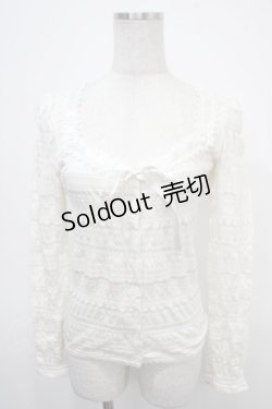 画像1: BPN / はしごレースシャーリングカーディガン M オフシロ Y-25-04-30-112-GO-TO-SZ-ZY
