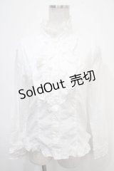 PEACE NOW / スタンドカラーフリルブラウス M 白 Y-25-04-30-113-PU-BL-SZ-ZY