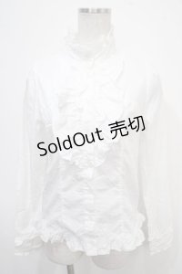 PEACE NOW / スタンドカラーフリルブラウス M 白 Y-25-04-30-113-PU-BL-SZ-ZY