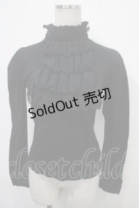 BPN / シフォンフリルハイネックカットソー M 黒 Y-25-04-30-118-GO-TO-SZ-ZY