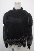 axes femme kawaii / レーシー2段パフ袖ブラウス Ｍ 黒 Y-25-04-30-122-AX-BL-SZ-ZY
