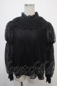 axes femme kawaii / レーシー2段パフ袖ブラウス Ｍ 黒 Y-25-04-30-122-AX-BL-SZ-ZY