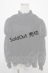 axes femme kawaii / レーシー2段パフ袖ブラウス Ｍ 黒 Y-25-04-30-122-AX-BL-SZ-ZY