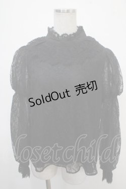 画像1: axes femme kawaii / レーシー2段パフ袖ブラウス Ｍ 黒 Y-25-04-30-122-AX-BL-SZ-ZY