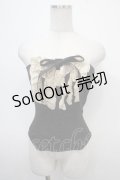 Na+H / 楊柳ガーゼホルターフリルコルセット  黒 Y-25-04-30-137-PU-TO-SZ-ZY