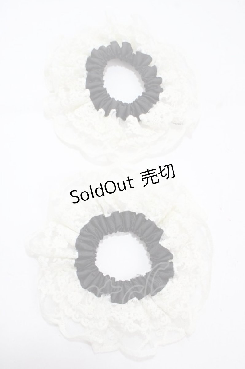画像1: 【SALE】m petit by misako / AMレース2Pシュシュ  中黒 Y-25-04-30-026-LO-ZA-SZ-ZT422-F005 (1)