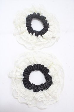 画像1: m petit by misako / AMレース2Pシュシュ  中黒 Y-25-04-30-026-LO-ZA-SZ-ZY
