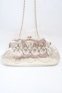 axes femme / リボン×パールパーティーバッグ 150×260×80mm ベージュ Y-25-04-30-045-AX-BG-SZ-ZY