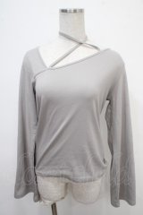 axes femme / 肩あきリボンデザインプルオーバー  グレー Y-25-05-05-035-AX-TO-SZ-ZY