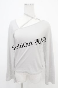 axes femme / 肩あきリボンデザインプルオーバー  グレー Y-25-05-05-035-AX-TO-SZ-ZY