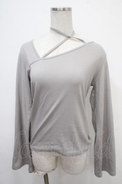 画像1: axes femme / 肩あきリボンデザインプルオーバー  グレー Y-25-05-05-035-AX-TO-SZ-ZY