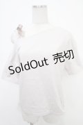 axes femme / リボンデザインTシャツ  グレー Y-25-05-05-039-AX-TO-SZ-ZY