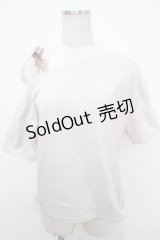 axes femme / リボンデザインTシャツ  グレー Y-25-05-05-039-AX-TO-SZ-ZY