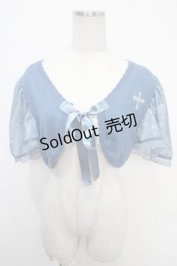 画像1: ALICE and the PIRATES / A/Pクロス刺繍フリル袖ボレロ  ブルー Y-25-05-05-041-PA-TO-SZ-ZY