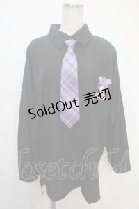NieR Clothing / チェックネクタイ付きシャツ  黒 Y-25-05-05-043-PU-TO-SZ-ZY