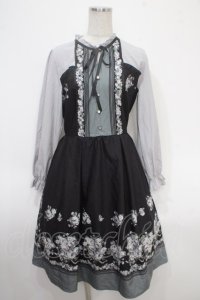 axes femme / ローズブーケ柄ワンピース M 黒 Y-25-05-05-050-AX-OP-SZ-ZI